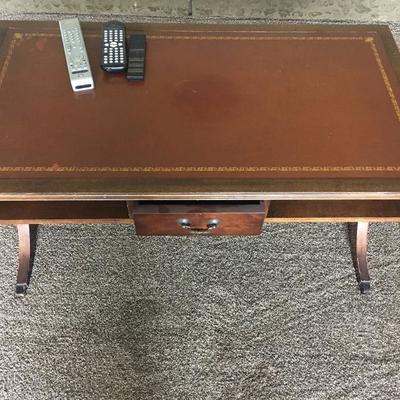 inlaid leather coffee table  