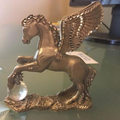 pewter pegasus over a crystal ball  
