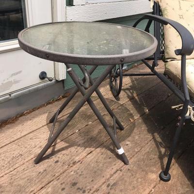 small round metal patio table 