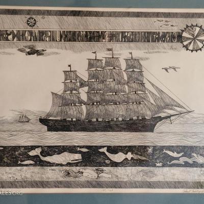 Signed and numbered etching by Nantucket artist John Lochtfeld