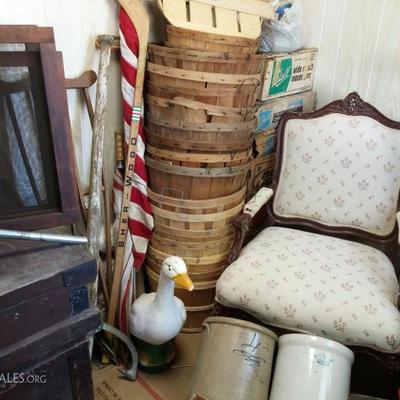 Bushel baskets and crocks