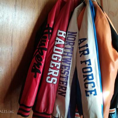 Assorted college letterman jackets