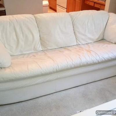available as a pre-sale by appointment only available pre-sale by appointment only beautiful soft clean white leather sofa, love seat and...