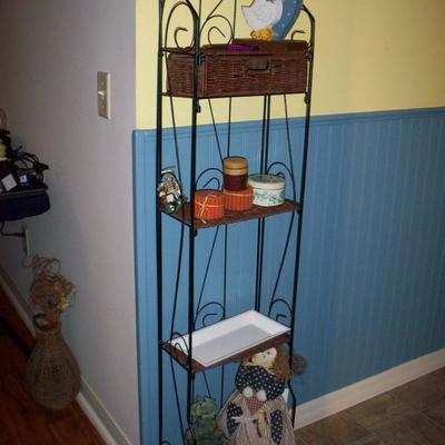 Metal rack with wicker drawer