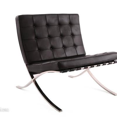 TWO PAIRS OF VINTAGE 1960's MIES VAN DER ROHE STYLE BARCELONA CHAIRS IN BLACK LEATHER, EACH PAIR WILL BE SOLD SEPARATELY