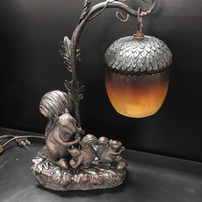Sterling acorn and squirrel lamp
