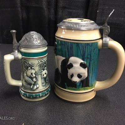 Budweiser & Avon panda steins