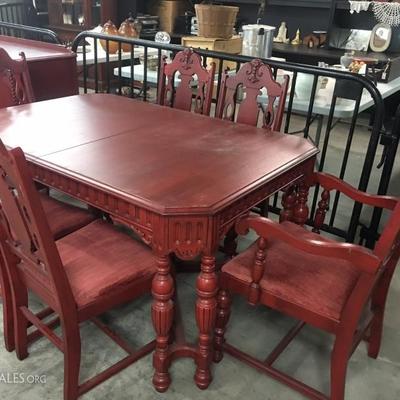 Red table and chairs