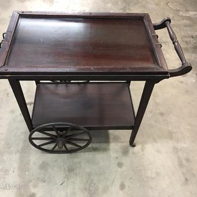 Antique tea cart with tray