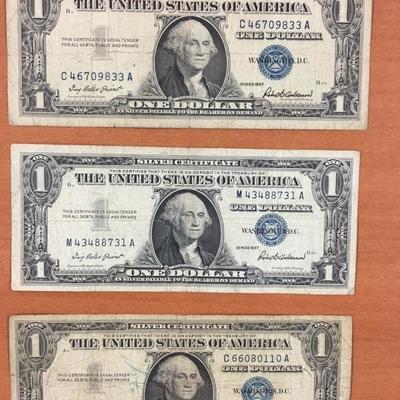 3-1957 $1 Blue seal silver certificates