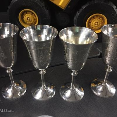 Silver plated wine goblets