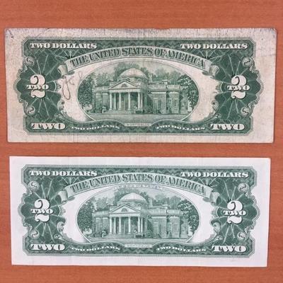 1953 1963 $2 Red Seal $2 bills