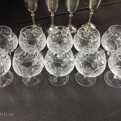 10 crystal brandy glasses