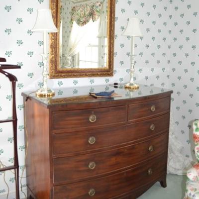 Antique bow front chest of drawers
