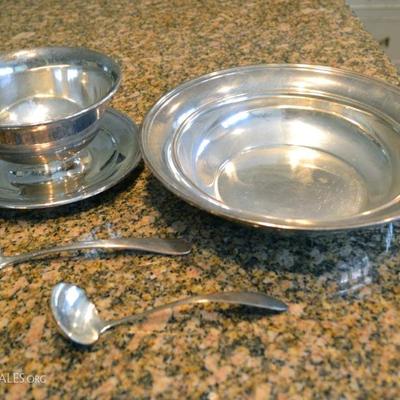 Sterling silver bowls and ladles