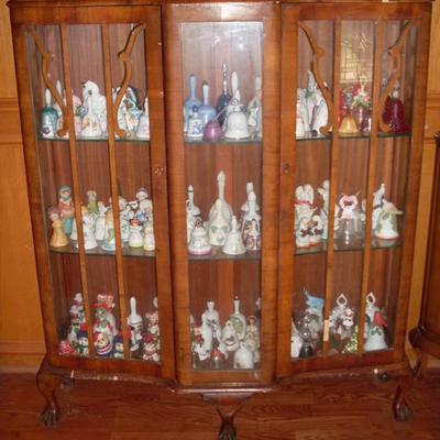 CURIO CABINET AND BELLS