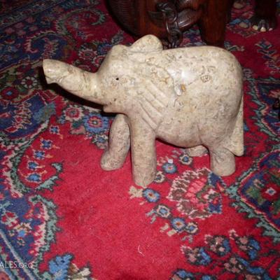 MARBLE ELEPHANT AND RUG