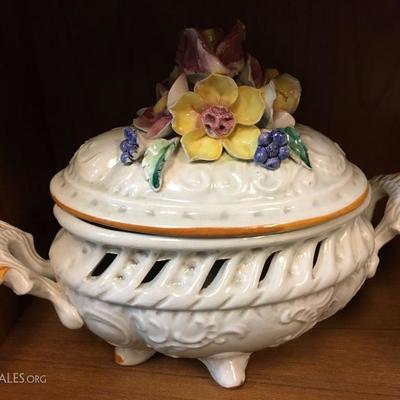 white floral pottery $15