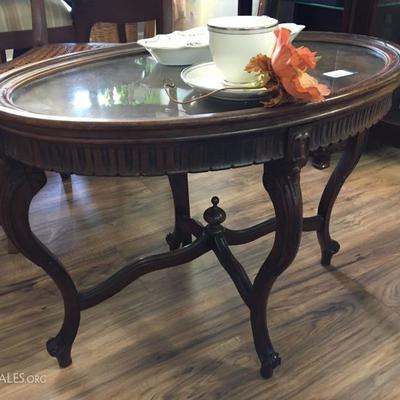 Glass top end table $75