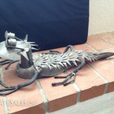 Metal Lizard Sculpture