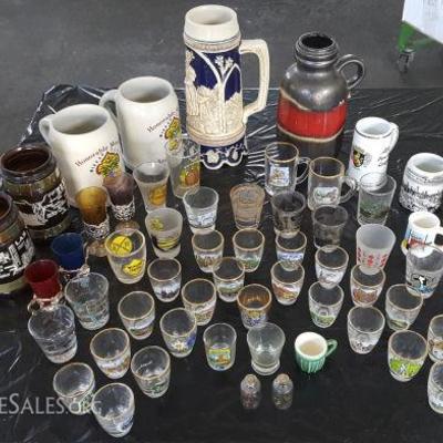 DCK046 Huge Lot of Shot Glasses, Beer Steins, Mugs & More
