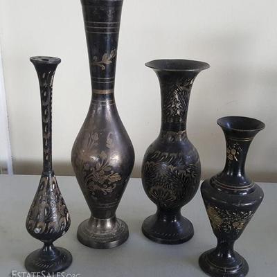 DCK003 Exotic Etched Black Brass Vases

