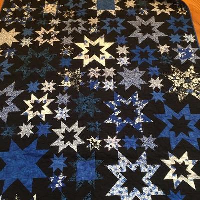 beautiful handmade black n blue quilt