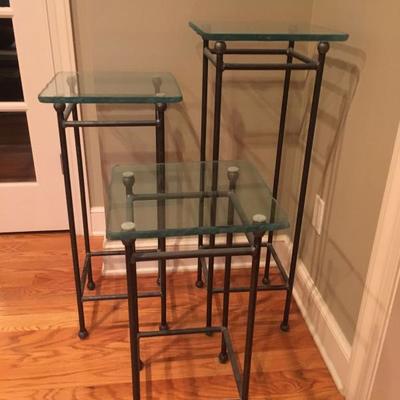 beautiful glass & wrought iron plant stands