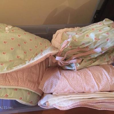 pink & green baby's room linens (some brand new!)