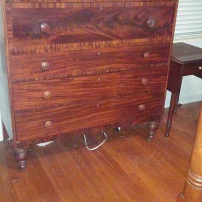 Flame mahogany tall 5 drawer chest
