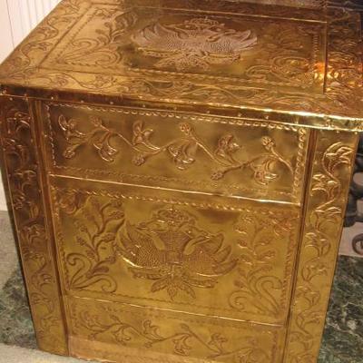 English brass wood box

