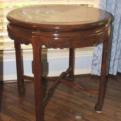 carved and inlaid table