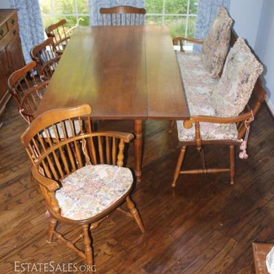drop leaf table with chairs and bench
