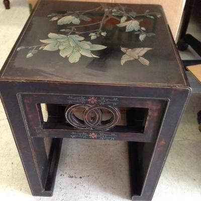 Oriental Black Lacquered Side Table