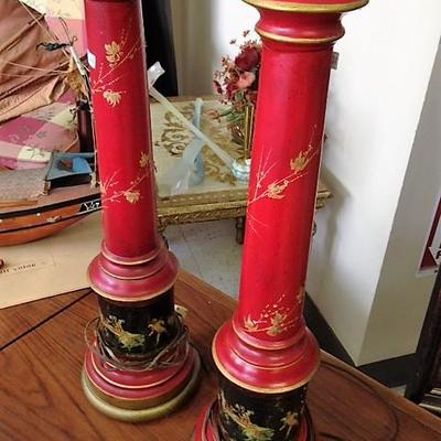 Pair of Metal Oriental Table Lamps