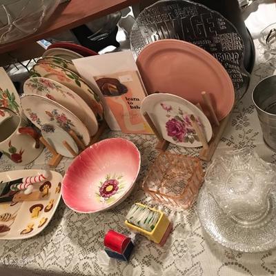 Rose plates, Franscican desert rose plates, pink depression pottery