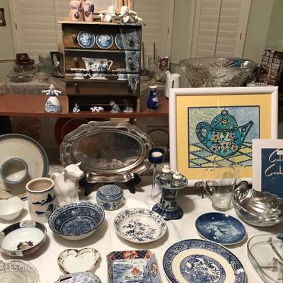 Blue and White China in lots of patterns
Artist signed teapot original painting 
