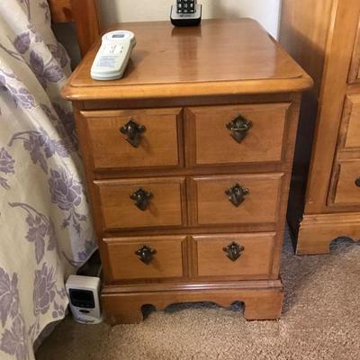 Pair of pecan wood night tables