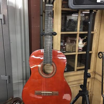 Classical guitar with stand