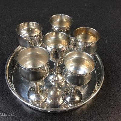 Silver plate cordial set with tray