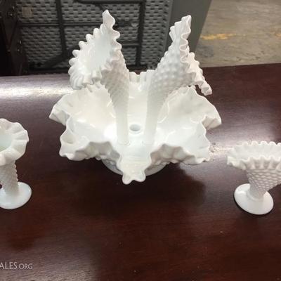 Fenton epergne with vases