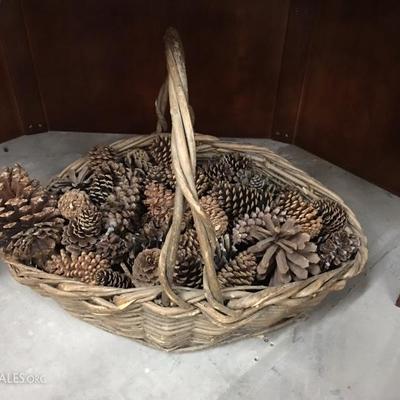 Basket with pinecones