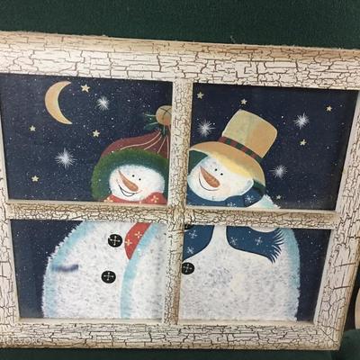 Snowman window frame art
