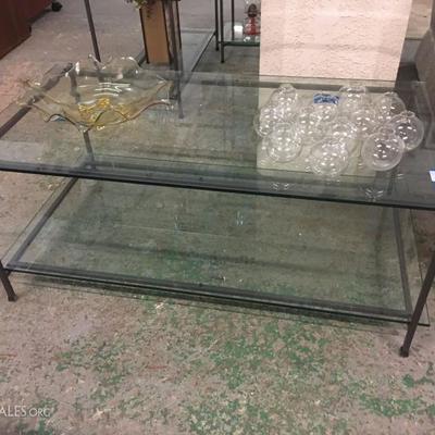 glass coffee table - blue tag 