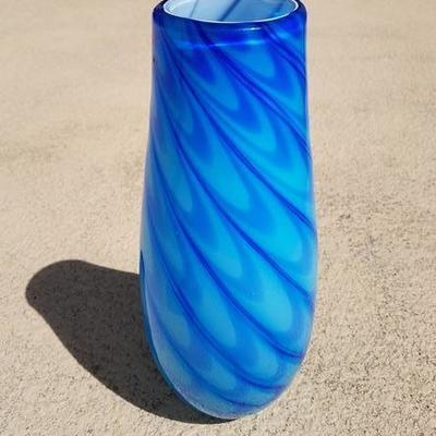 Brilliant Blue Blown Glass Vase