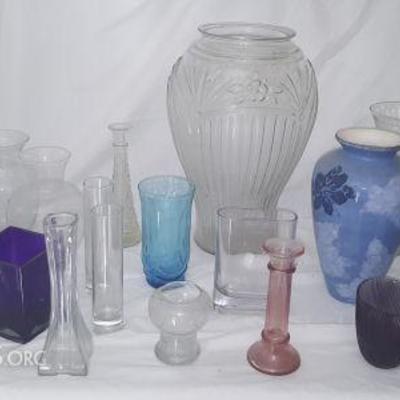 HKCT048 Large Assortment of Vases - Ceramic, Crystal & More
