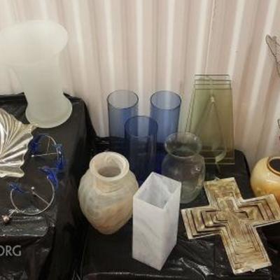 HKCT097 Glass Vases, Crosses, Angel, Native American Figurine
