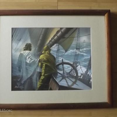 HKCT021 Framed and Matted Print of Jesus and Sailor
