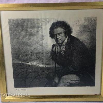 Woolf lithograph of Beethoven