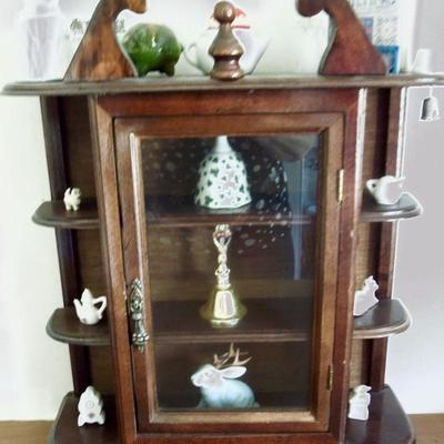 Antique small glass front knick knack display cabinet